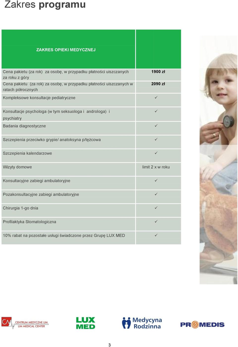 i psychiatry Badania diagnostyczne Szczepienia przeciwko grypie/ anatoksyna p/tężcowa Szczepienia kalendarzowe Wizyty domowe limit 2 x w roku Konsultacyjne