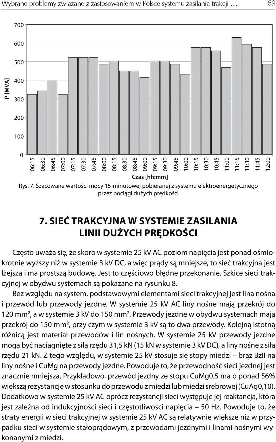 SIEĆ TRAKCYJNA W SYSTEMIE ZASILANIA LINII DUŻYCH PRĘDKOŚCI Często uważa się, że skoro w systemie 25 kv AC poziom napięcia jest ponad ośmiokrotnie wyższy niż w systemie 3 kv DC, a więc prądy są