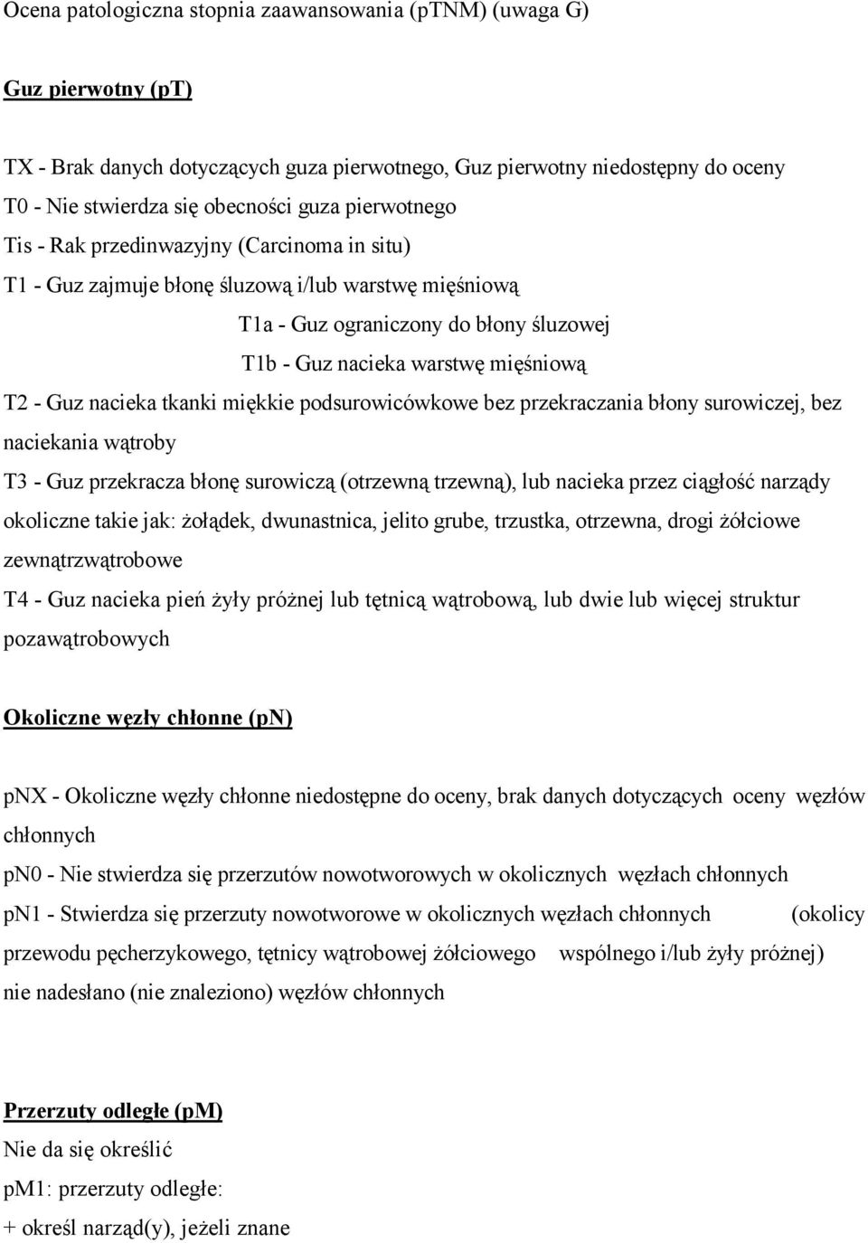nacieka tkanki miękkie podsurowicówkowe bez przekraczania błony surowiczej, bez naciekania wątroby T3 - Guz przekracza błonę surowiczą (otrzewną trzewną), lub nacieka przez ciągłość narządy okoliczne
