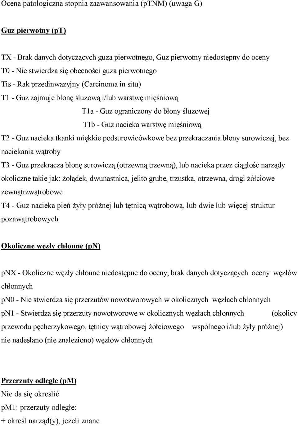 nacieka tkanki miękkie podsurowicówkowe bez przekraczania błony surowiczej, bez naciekania wątroby T3 - Guz przekracza błonę surowiczą (otrzewną trzewną), lub nacieka przez ciągłość narządy okoliczne