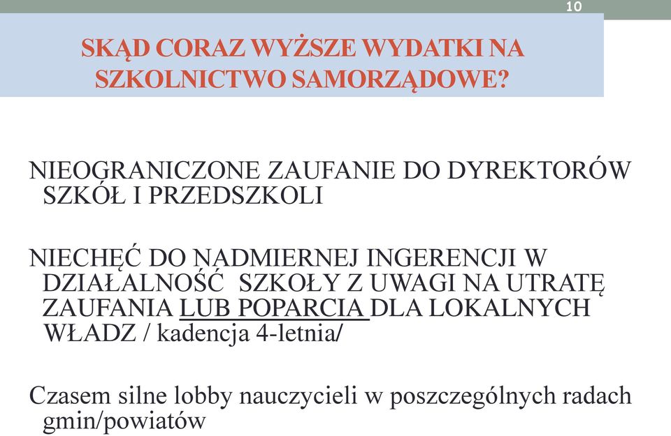 INGERENCJI W DZIAŁALNOŚĆ SZKOŁY Z UWAGI NA UTRATĘ ZAUFANIA LUB POPARCIA DLA