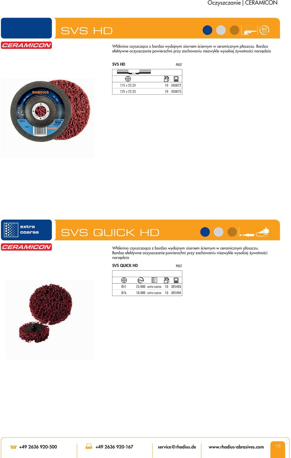 extra coarse SVS QUICK HD Włóknina czyszczaąca z bardzo wydajnym ziarnem ściernym w ceramicznym płaszczu.