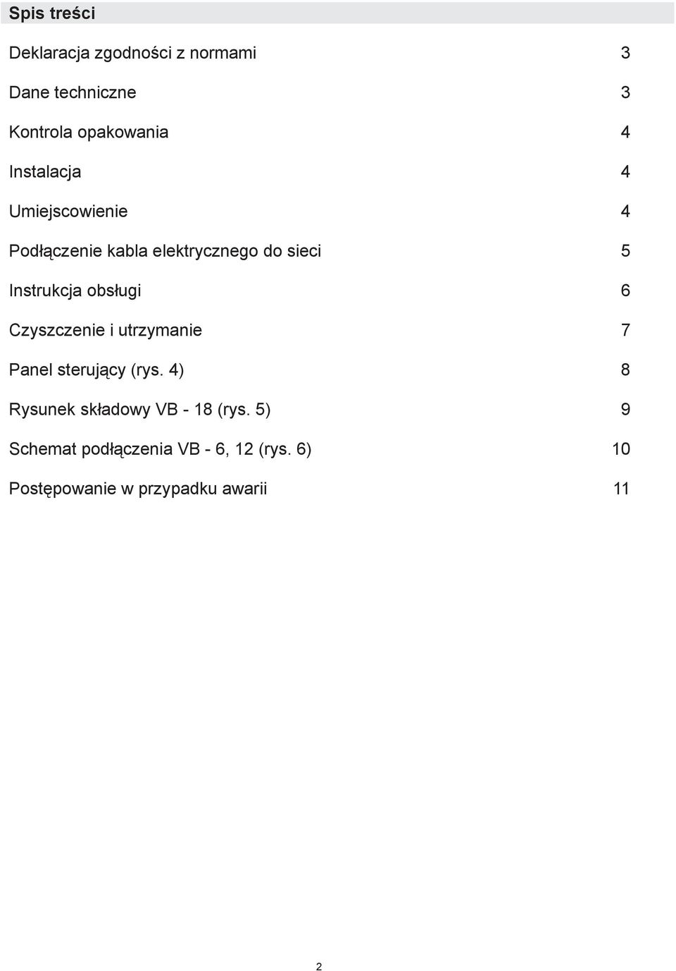 obsługi 6 Czyszczenie i utrzymanie 7 Panel sterujący (rys.