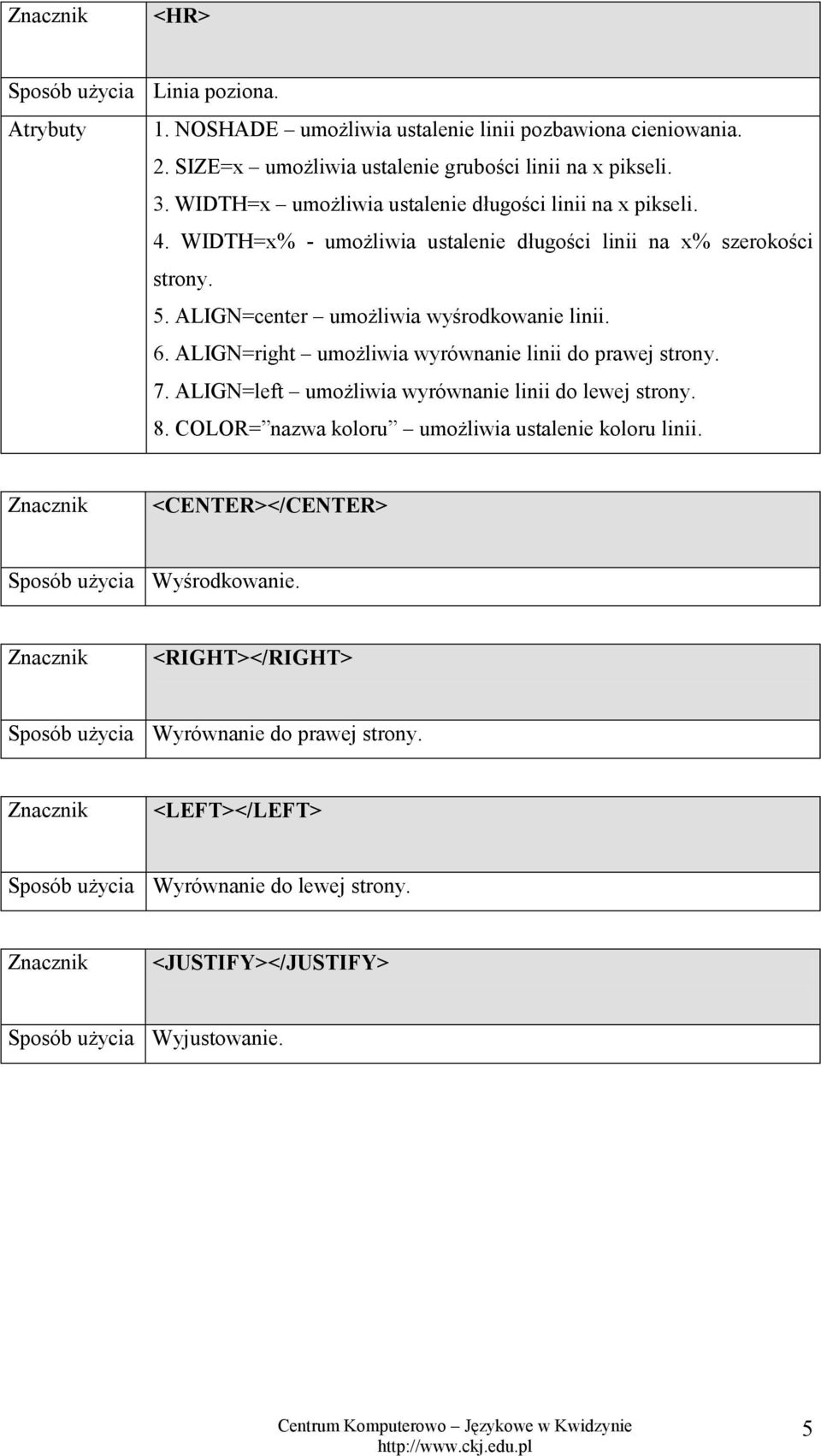 Podstawowe znaczniki języka HTML. - PDF Free Download