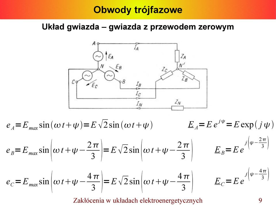 t 2 3 e C =E max sin t 4 3 =E 2sin t 4 3 E B =E e j 2 3 E