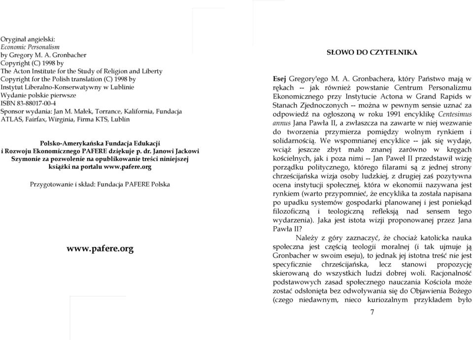 pierwsze ISBN 83-88017-00-4 Sponsor wydania: Jan M.