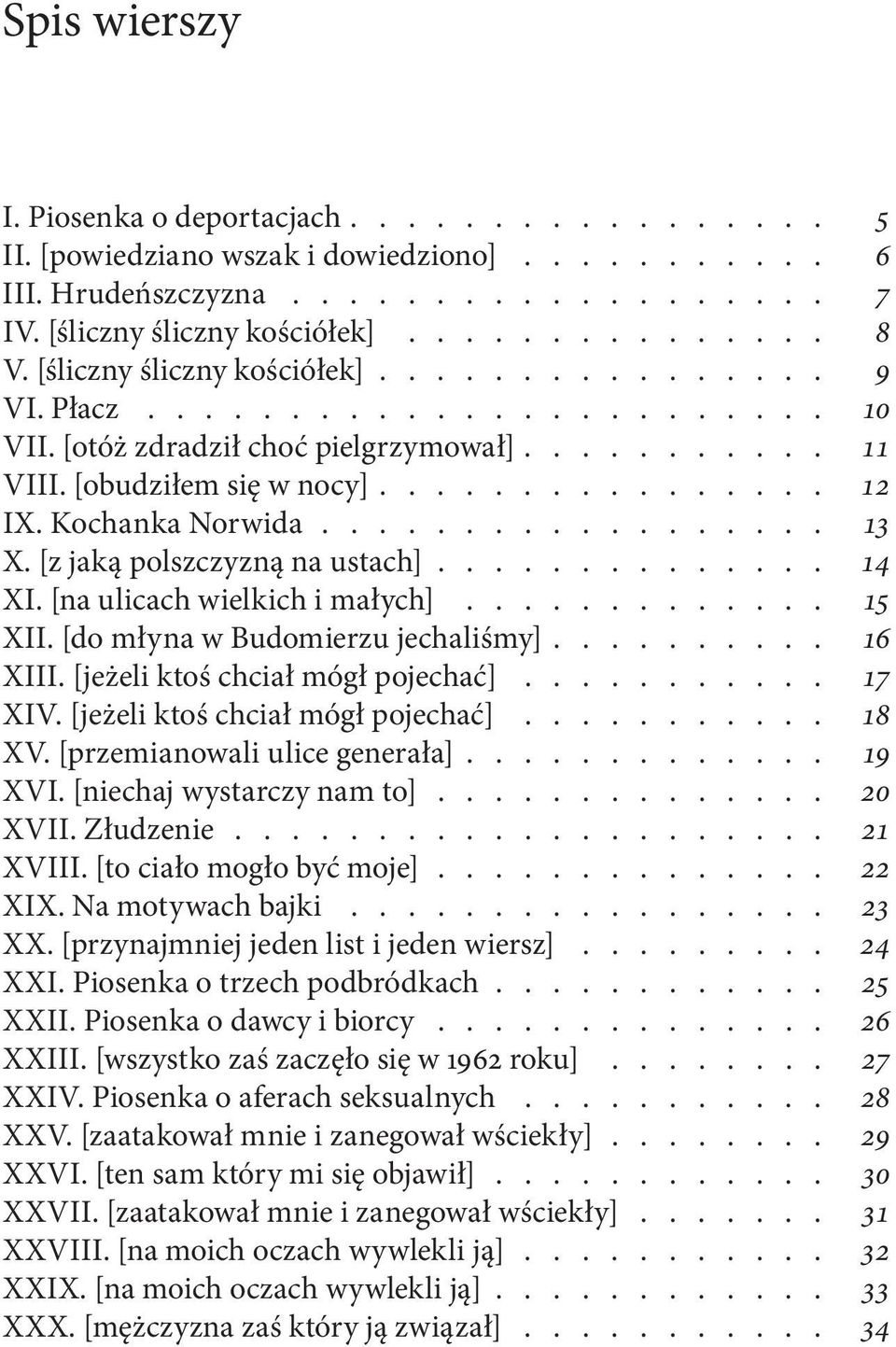 [jeżeli ktoś chciał mógł pojechać] 17 XIV [jeżeli ktoś chciał mógł pojechać] 18 XV [przemianowali ulice generała] 19 XVI [niechaj wystarczy nam to] 20 XVII Złudzenie 21 XVIII [to ciało mogło być