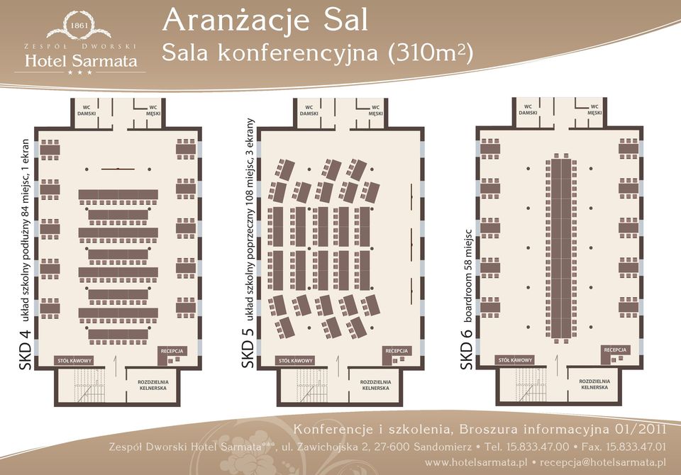 miejsc, 3 ekrany boardroom 58 miejsc RECEPCJA RECEPCJA RECEPCJA STÓŁ