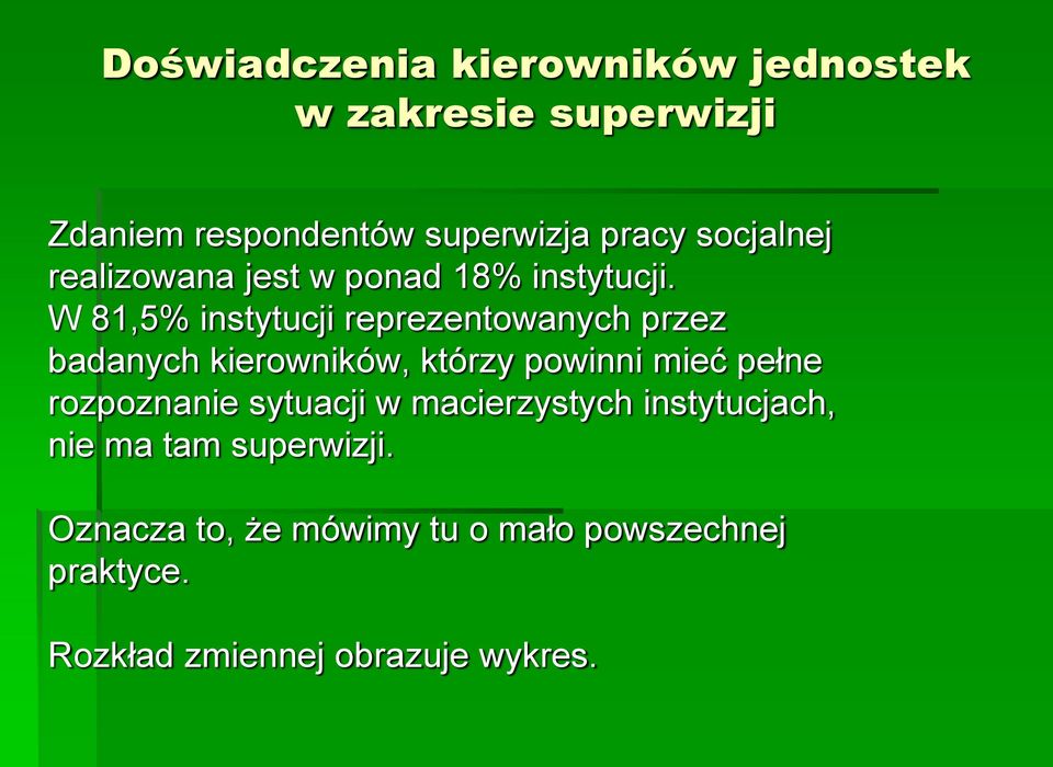 W 81,5% instytucji reprezentowanych przez badanych kierowników, którzy powinni mieć pełne