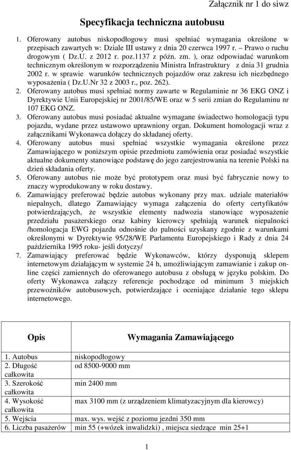 w sprawie warunków technicznych pojazdów oraz zakresu ich niezbędnego wyposażenia ( Dz.U.Nr 32 z 20