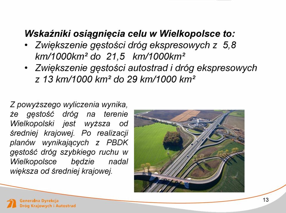 wyliczenia wynika, że gęstość dróg na terenie Wielkopolski jest wyższa od średniej krajowej.