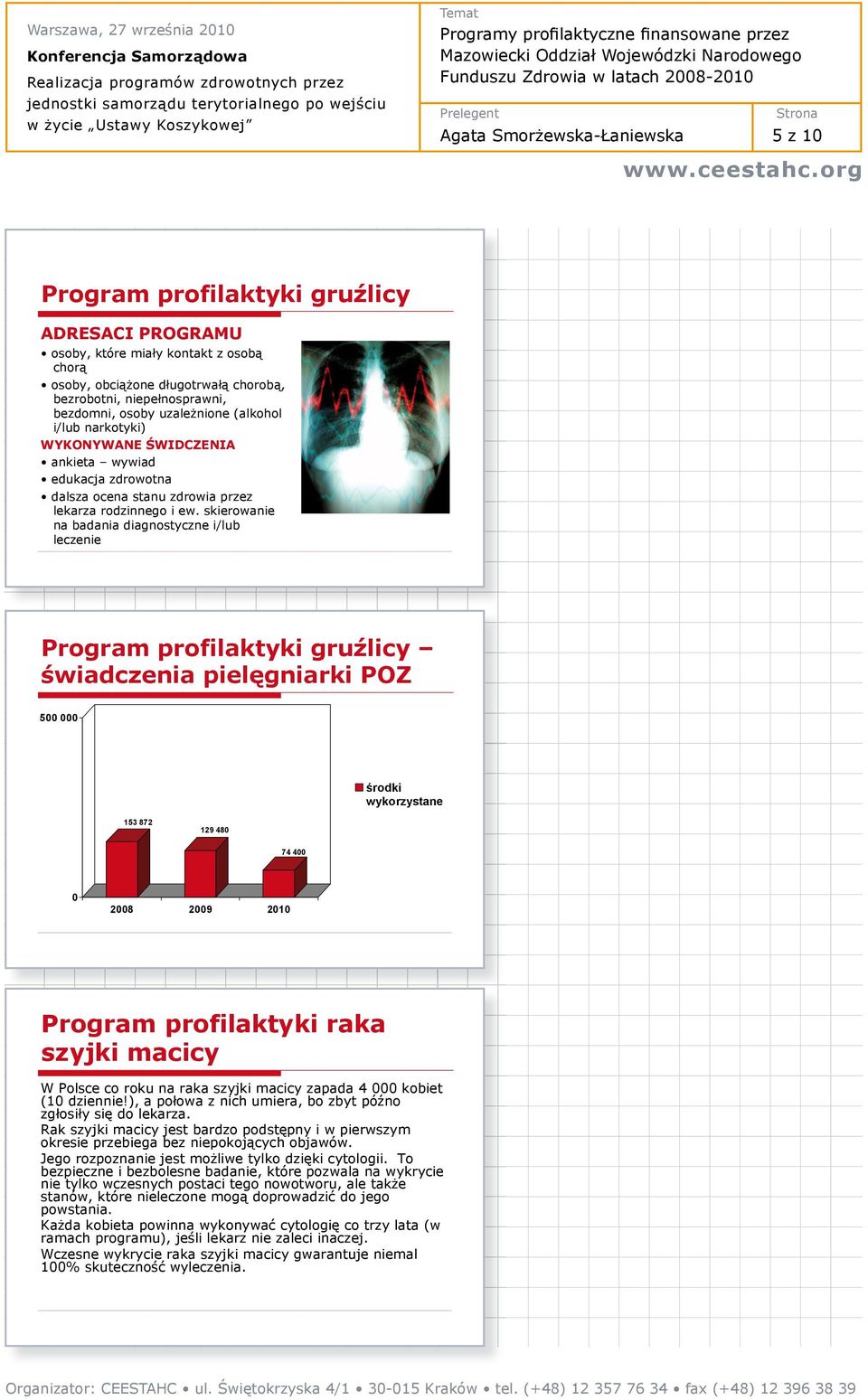 skierowanie na badania diagnostyczne i/lub leczenie Program profilaktyki gru licy wiadczenia piel gniarki POZ 5 wykorzystane 153 872 129 48 74 4 Program profilaktyki raka szyjki macicy W Polsce co