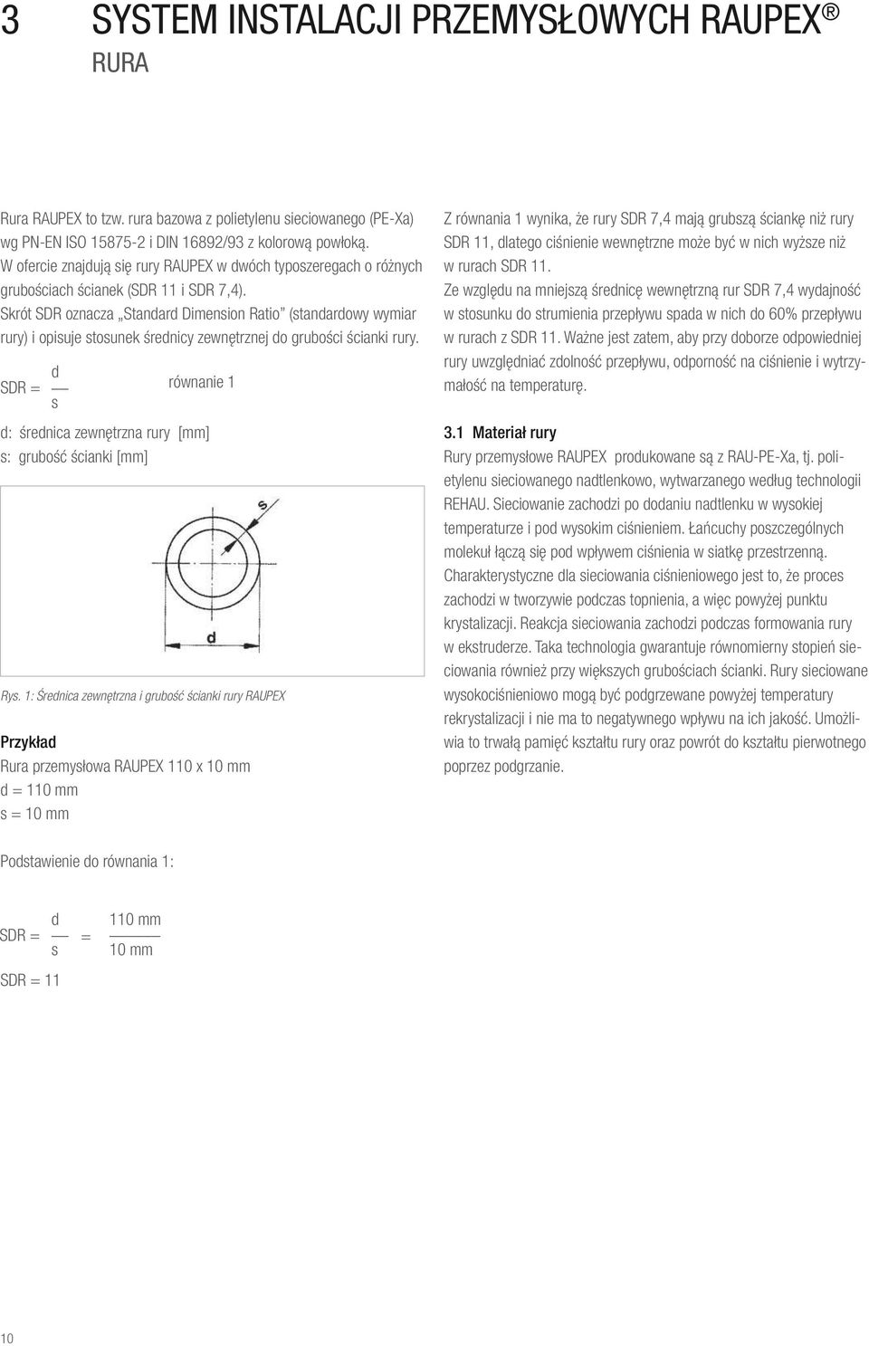 Skrót SDR oznacza Standard Dimension Ratio (standardowy wymiar rury) i opisuje stosunek średnicy zewnętrznej do grubości ścianki rury.