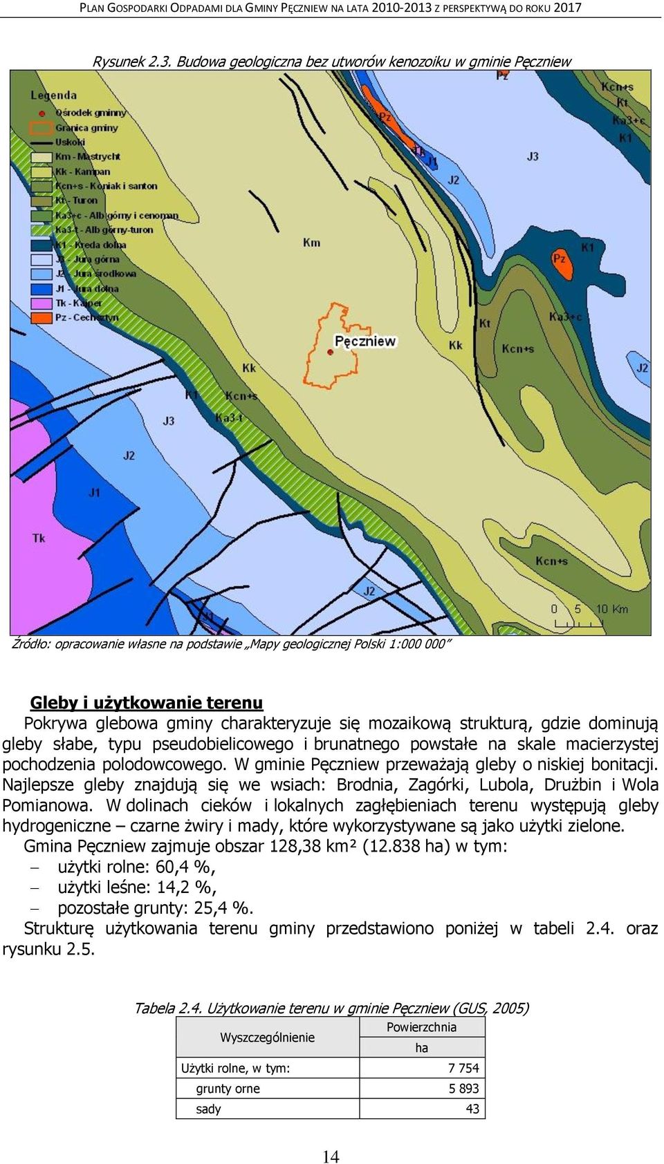 się mozaikową strukturą, gdzie dominują gleby słabe, typu pseudobielicowego i brunatnego powstałe na skale macierzystej pochodzenia polodowcowego.