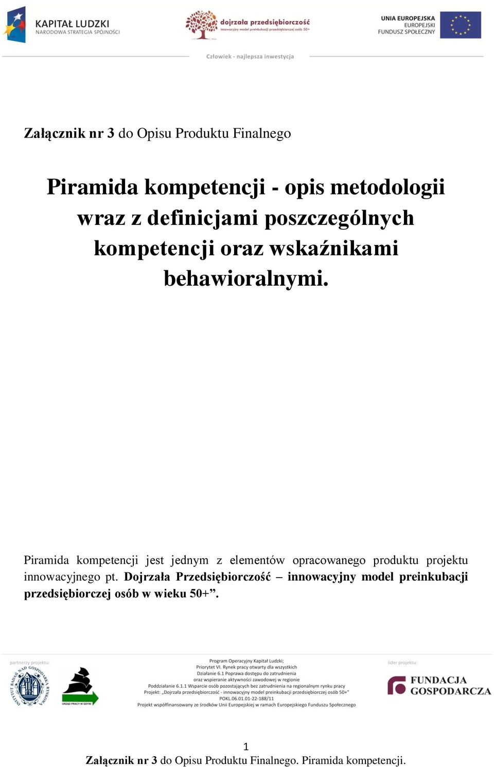 Piramida kompetencji jest jednym z elementów opracowanego produktu projektu