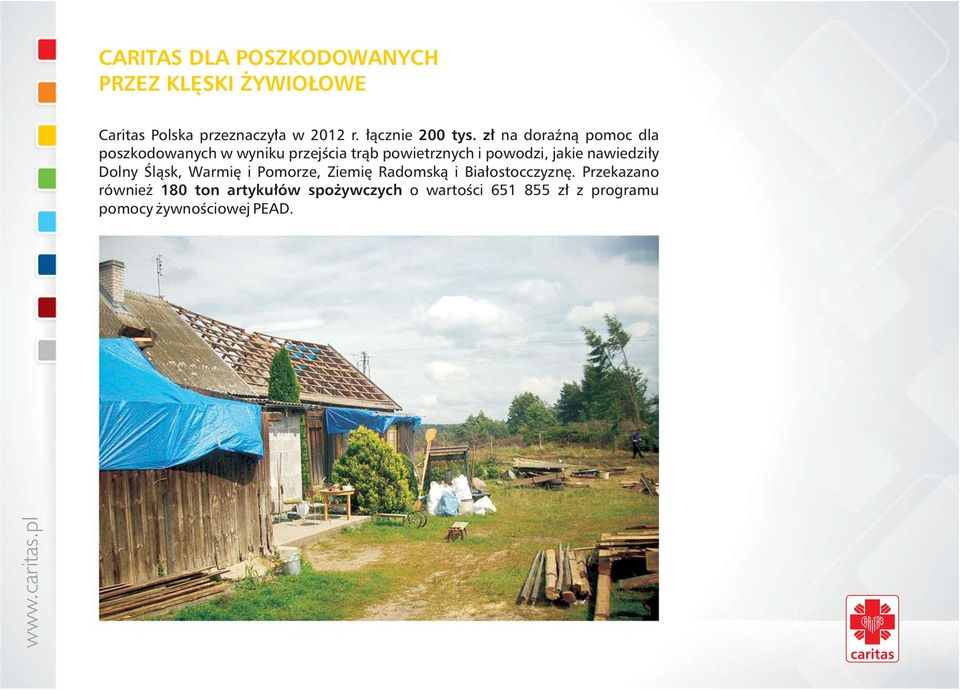 zł na doraźną pomoc dla poszkodowanych w wyniku przejścia trąb powietrznych i powodzi, jakie