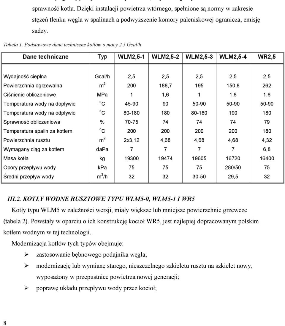 195 150,8 262 Ciśnienie obliczeniowe MPa 1 1,6 1 1,6 1,6 Temperatura wody na dopływie o C 45-90 90 50-90 50-90 50-90 Temperatura wody na odpływie o C 80-180 180 80-180 190 180 Sprawność obliczeniowa