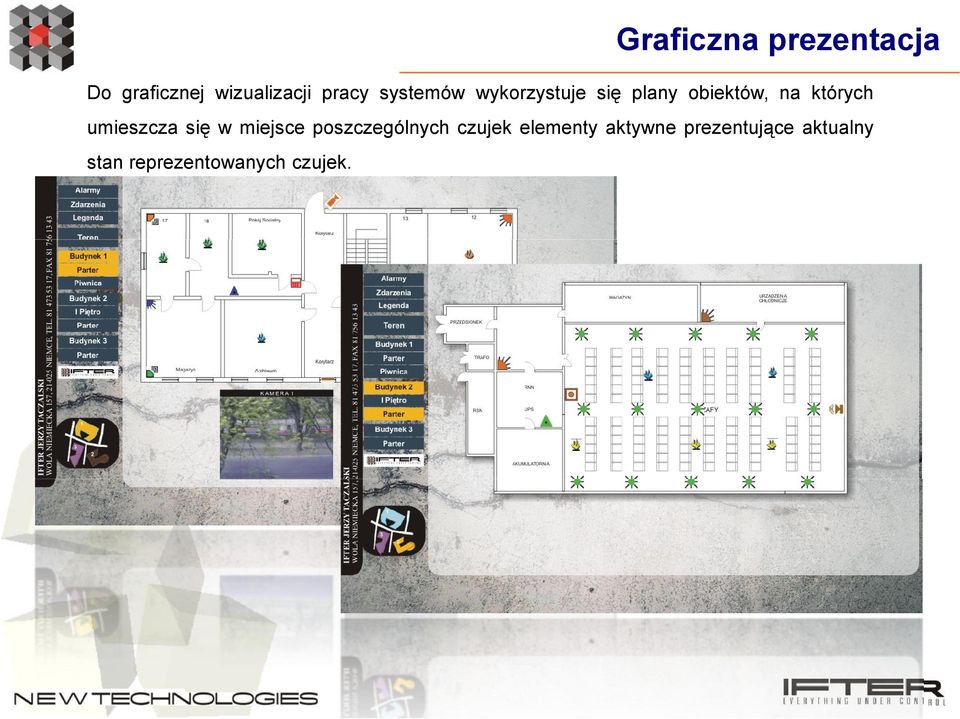 umieszcza się w miejsce poszczególnych czujek elementy