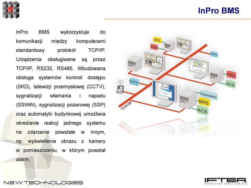 Wbudowana obsługa systemów kontroli dostępu (SKD), telewizji przemysłowej (CCTV), sygnalizacji włamania i napadu