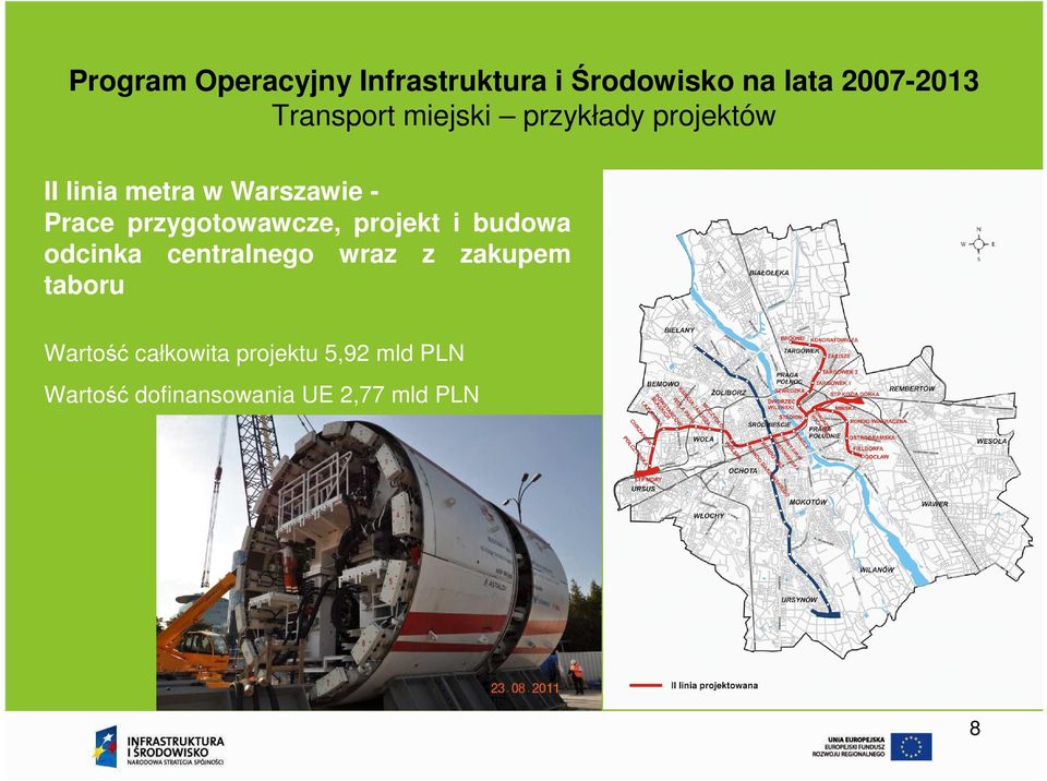 przygotowawcze, projekt i budowa odcinka centralnego wraz z zakupem