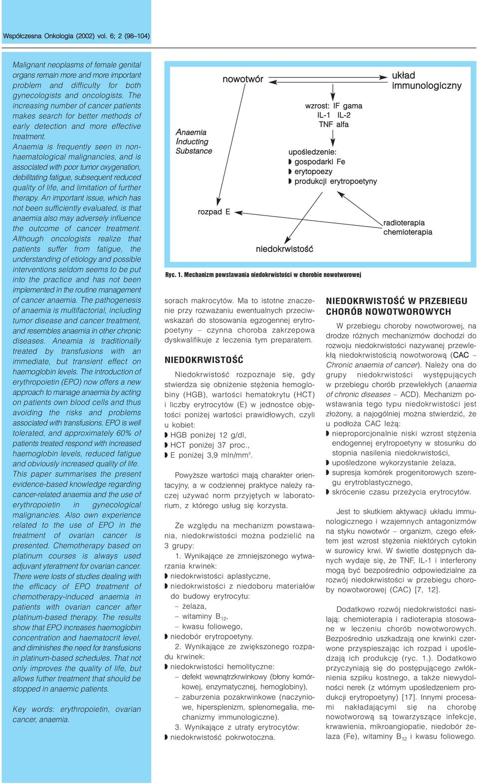 Anaemia is frequently seen in nonhaematological malignancies, and is associated with poor tumor oxygenation, debilitating fatigue, subsequent reduced quality of life, and limitation of further