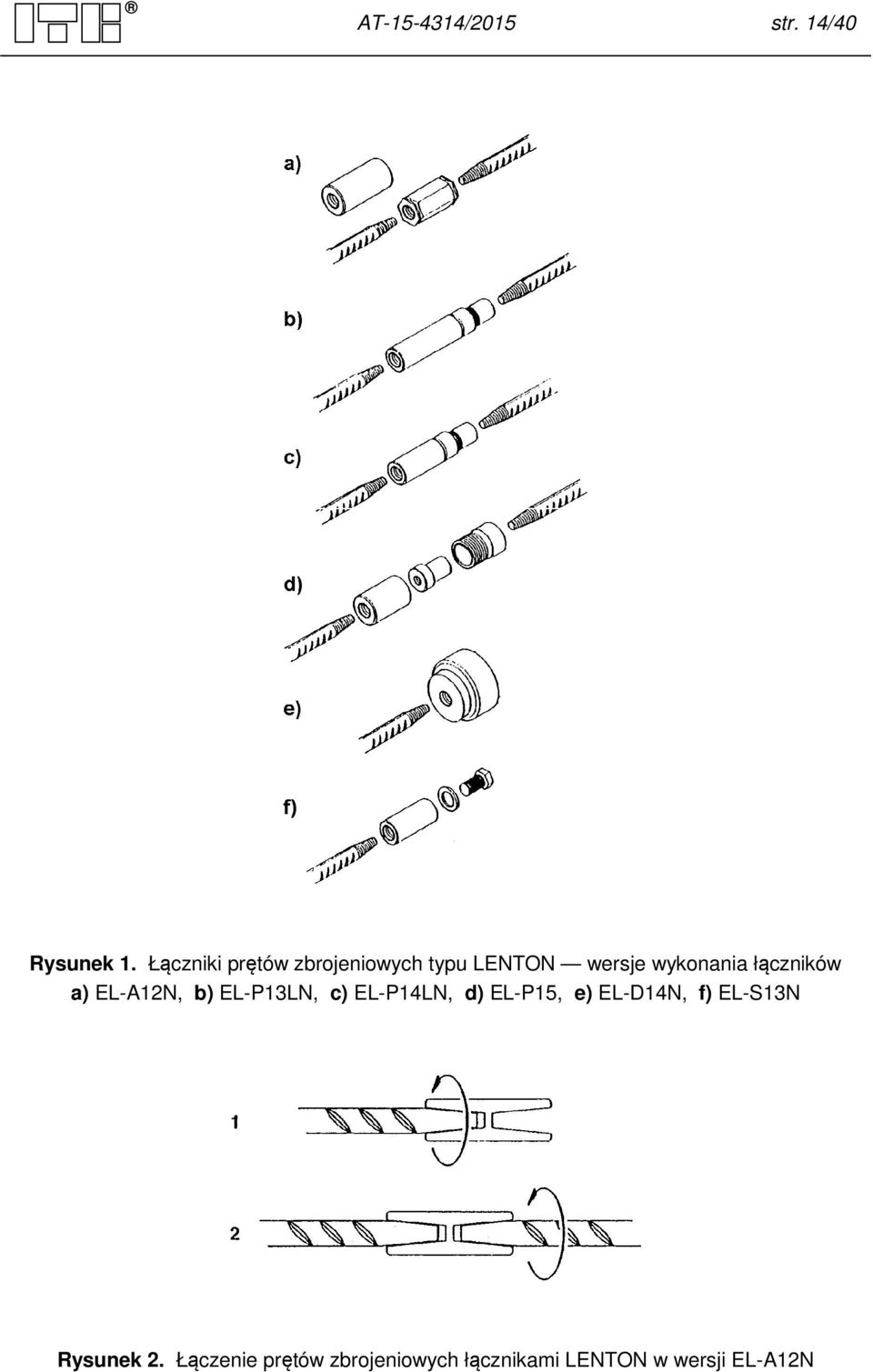 łączników a) EL-A12N, b) EL-P13LN, c) EL-P14LN, d) EL-P15, e)