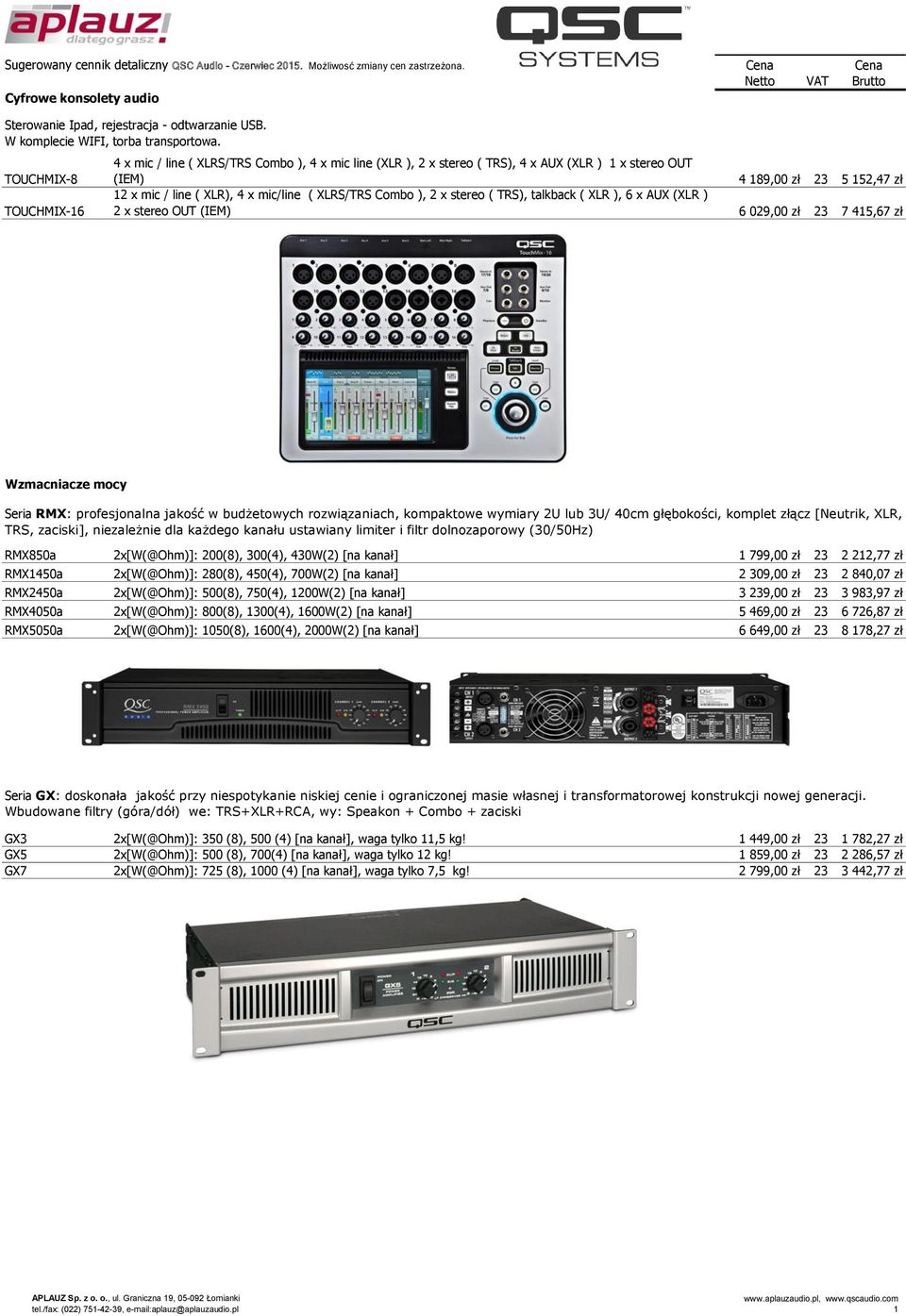 XLRS/TRS Combo ), 2 x stereo ( TRS), talkback ( XLR ), 6 x AUX (XLR ) 2 x stereo OUT (IEM) 6 029,00 zł 23 7 415,67 zł Wzmacniacze mocy Seria RMX: profesjonalna jakość w budżetowych rozwiązaniach,