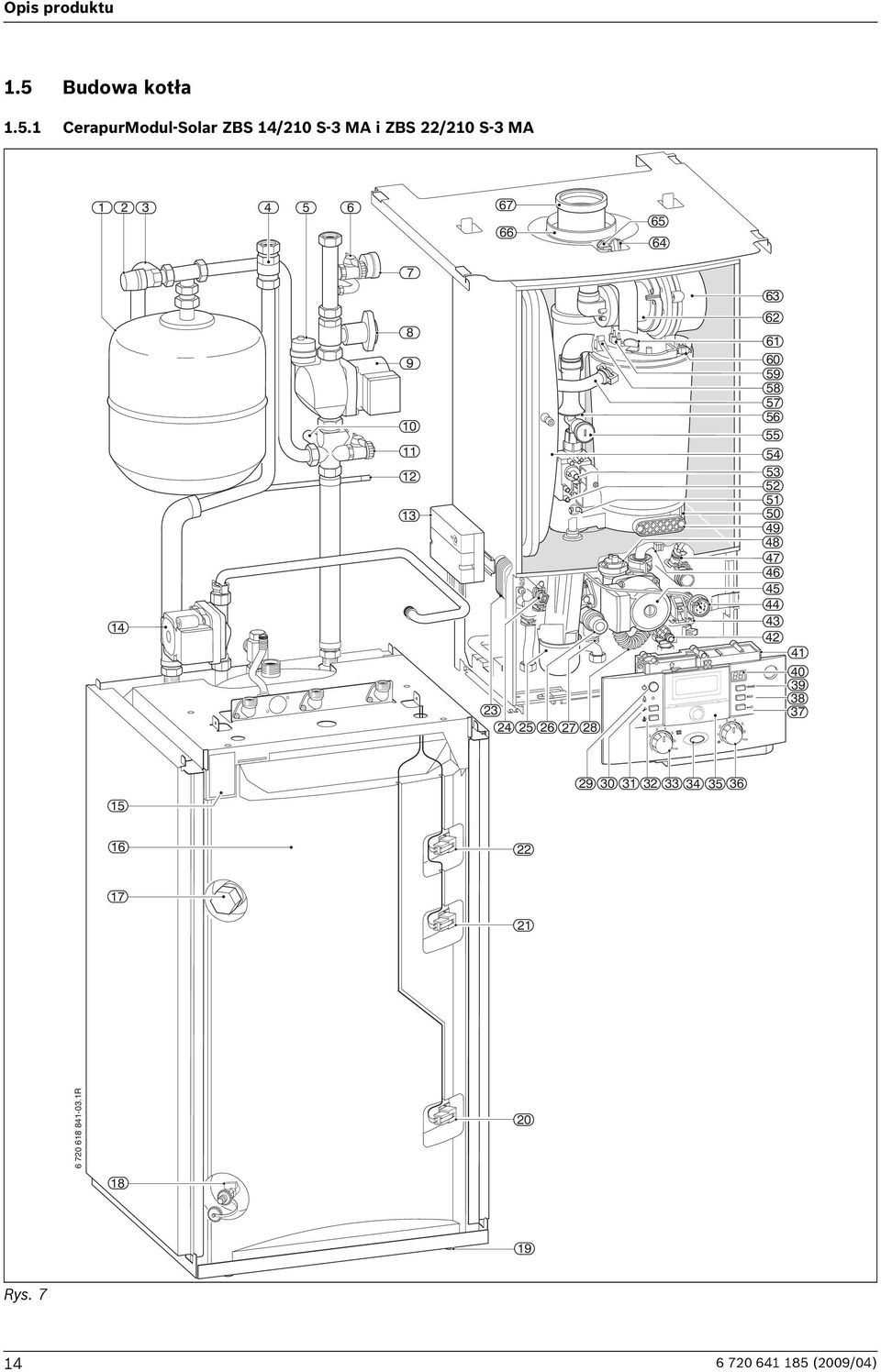 1 CerapurModul-Solar ZBS 14/210 S-3 MA i ZBS 22/210 S-3 MA 1 2 3 4 5 6 67 66 65 64 7 63