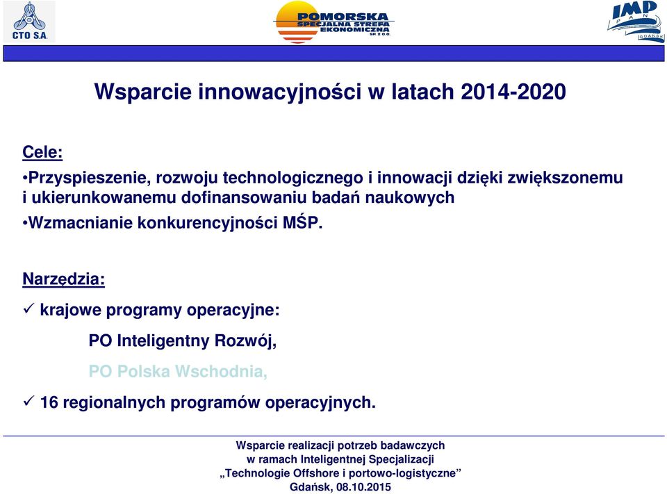 badań naukowych Wzmacnianie konkurencyjności MŚP.