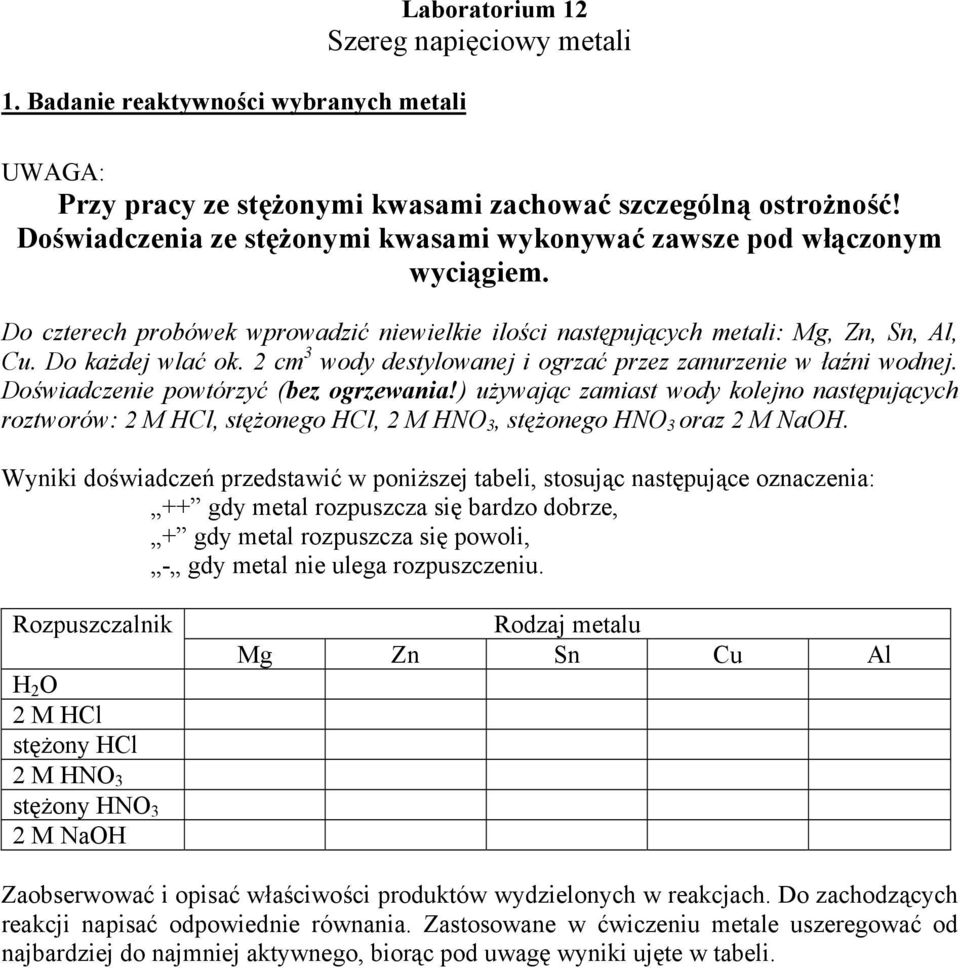 2 cm 3 wody destylowanej i ogrzać przez zanurzenie w łaźni wodnej. Doświadczenie powtórzyć (bez ogrzewania!