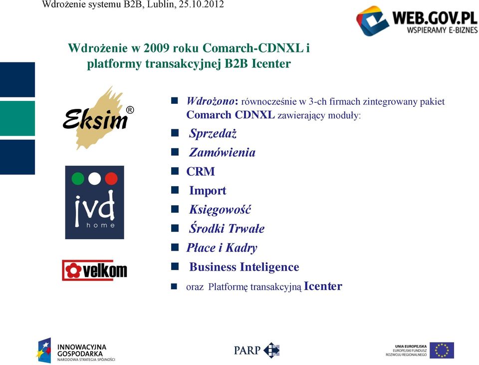 Comarch CDNXL zawierający moduły: Sprzedaż Zamówienia CRM Import