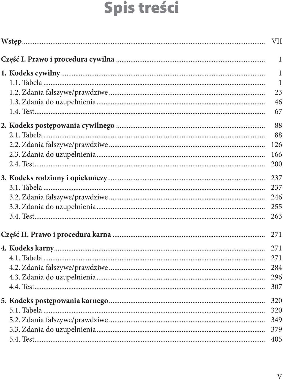 3. Zdania do uzupełnienia... 255 3.4. Test... 263 Część II. Prawo i procedura karna... 271 4. Kodeks karny... 271 4.1. Tabela... 271 4.2. Zdania fałszywe/prawdziwe... 284 4.3. Zdania do uzupełnienia... 296 4.