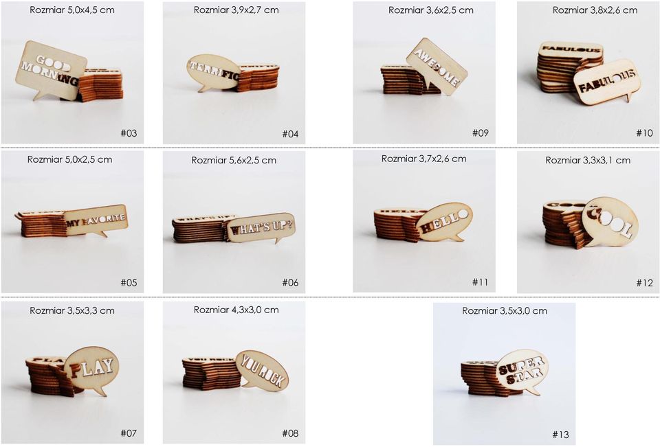 5,6x2,5 cm Rozmiar 3,7x2,6 cm Rozmiar 3,3x3,1 cm #05 #06 #11