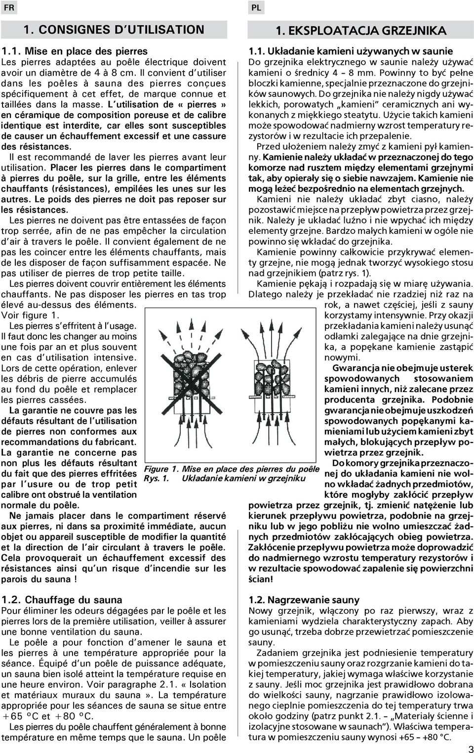 L utilisation de «pierres» en céramique de composition poreuse et de calibre identique est interdite, car elles sont susceptibles de causer un échauffement excessif et une cassure des résistances.