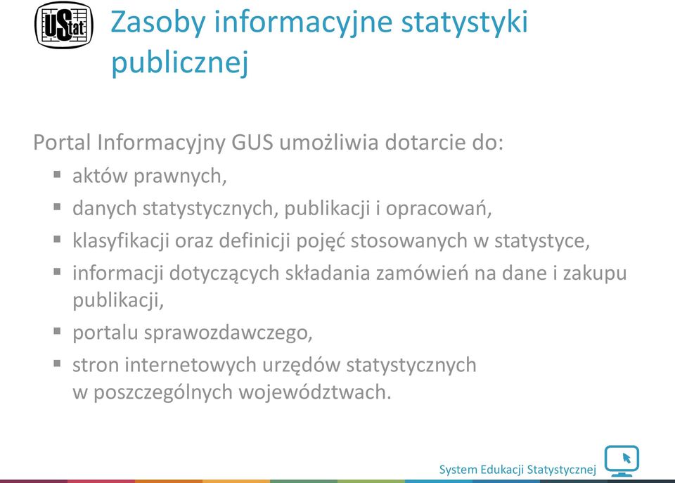 stosowanych w statystyce, informacji dotyczących składania zamówień na dane i zakupu