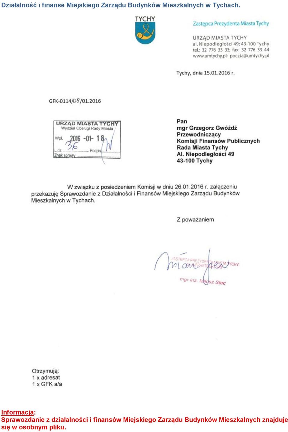 Informacja: Sprawozdanie z działalności i