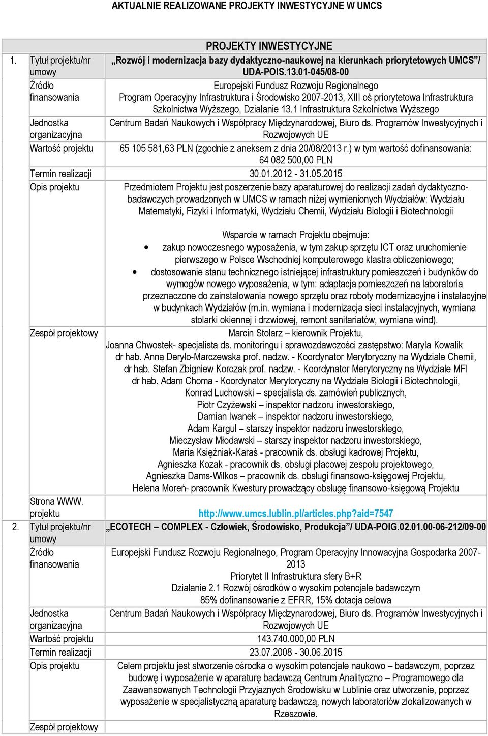 1 Infrastruktura Szkolnictwa Wyższego Wartość 65 105 