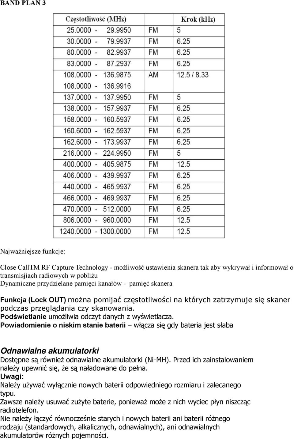 Powiadomienie o niskim stanie baterii włącza się gdy bateria jest słaba Odnawialne akumulatorki Dostępne są również odnawialne akumulatorki (Ni-MH).