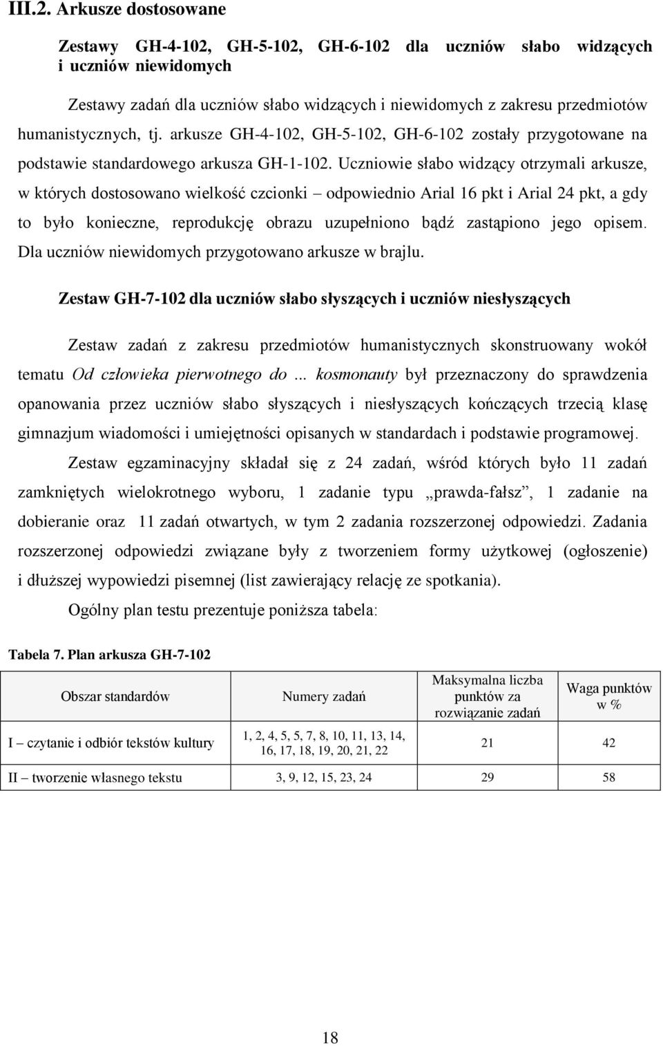 humanistycznych, tj. arkusze GH-4-102, GH-5-102, GH-6-102 zostały przygotowane na podstawie standardowego arkusza GH-1-102.