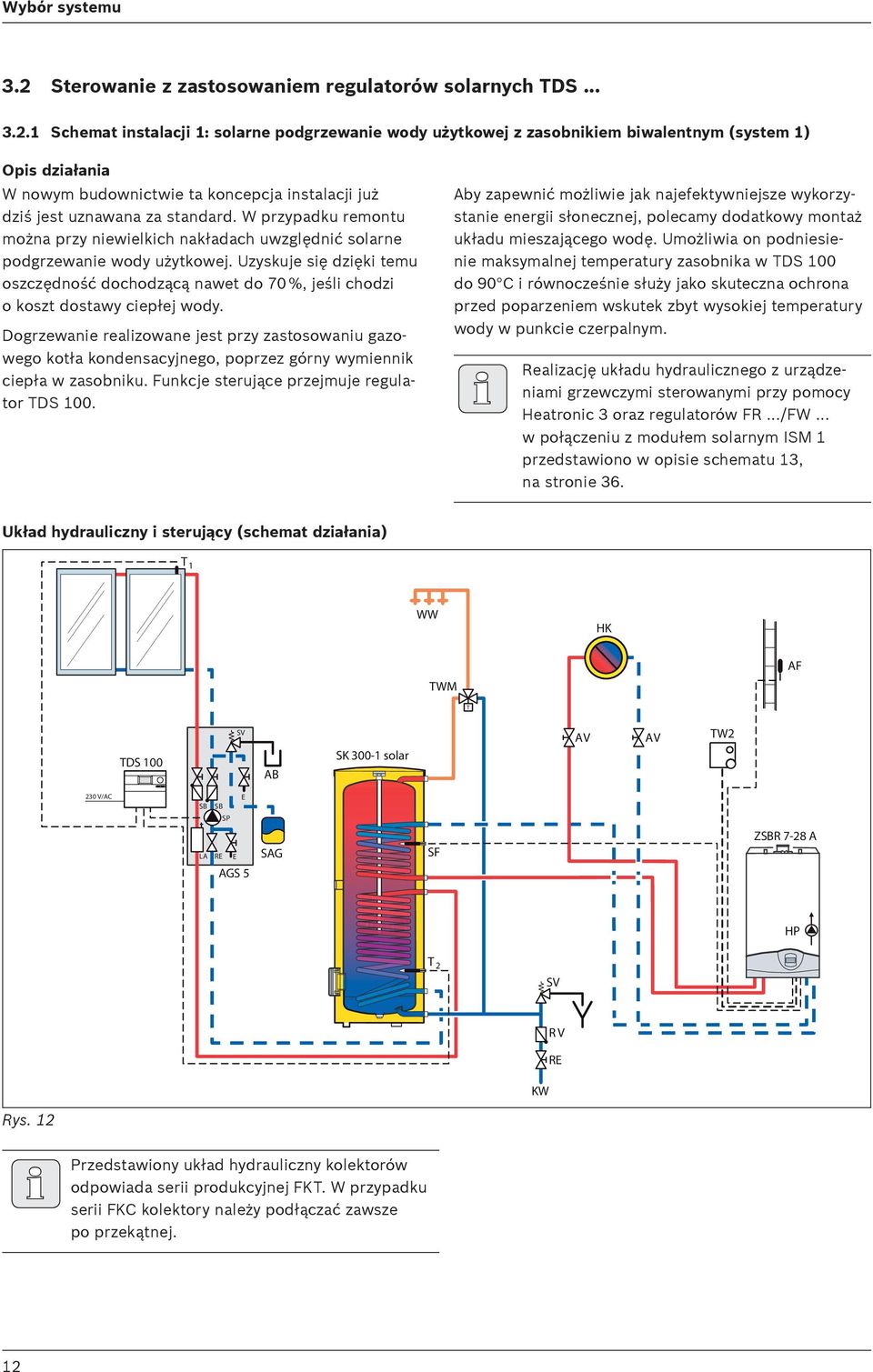 Schemat instalacji : solarne podgrzewanie wody u ytkowej z zasobnikiem biwalentnym (system ) Opis dzia ania W nowym budownictwie ta koncepcja instalacji ju dziê jest uznawana za standard.