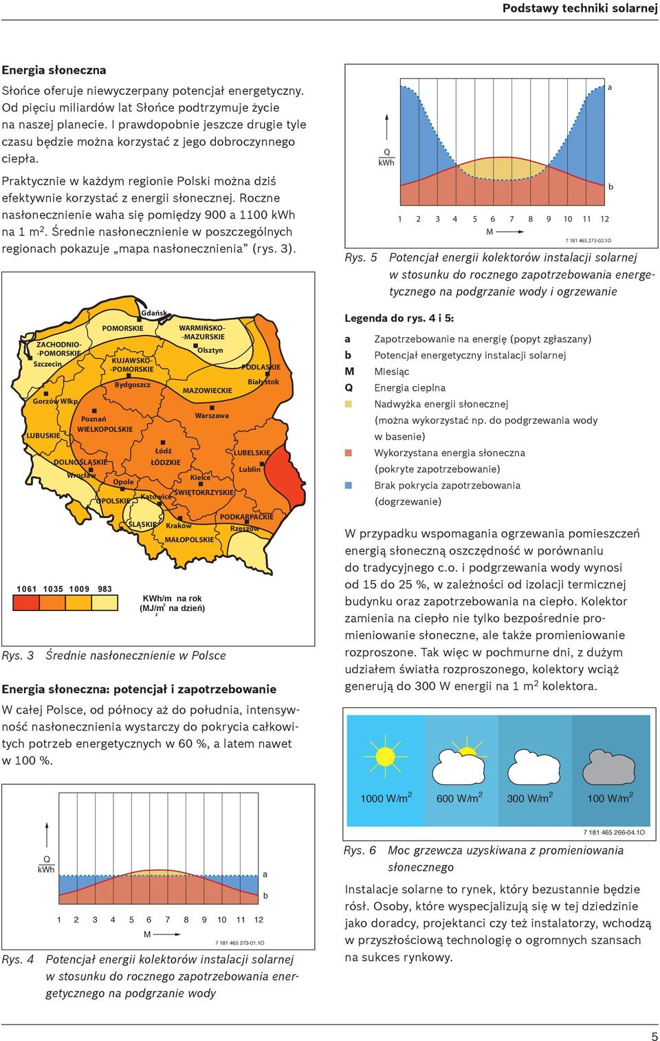 Roczne nas onecznienie waha si pomi dzy 900 a 00 kwh na m 2. Ârednie nas onecznienie w poszczególnych regionach pokazuje mapa nas onecznienia (rys. 3). Gorzów Wlkp.