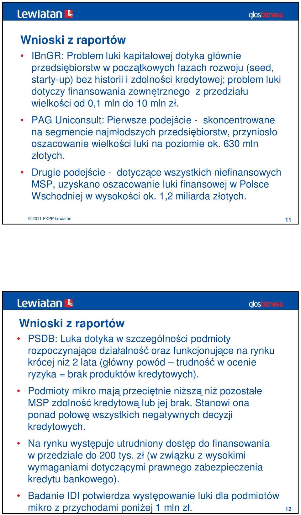 PAG Uniconsult: Pierwsze podejście - skoncentrowane na segmencie najmłodszych przedsiębiorstw, przyniosło oszacowanie wielkości luki na poziomie ok. 630 mln złotych.