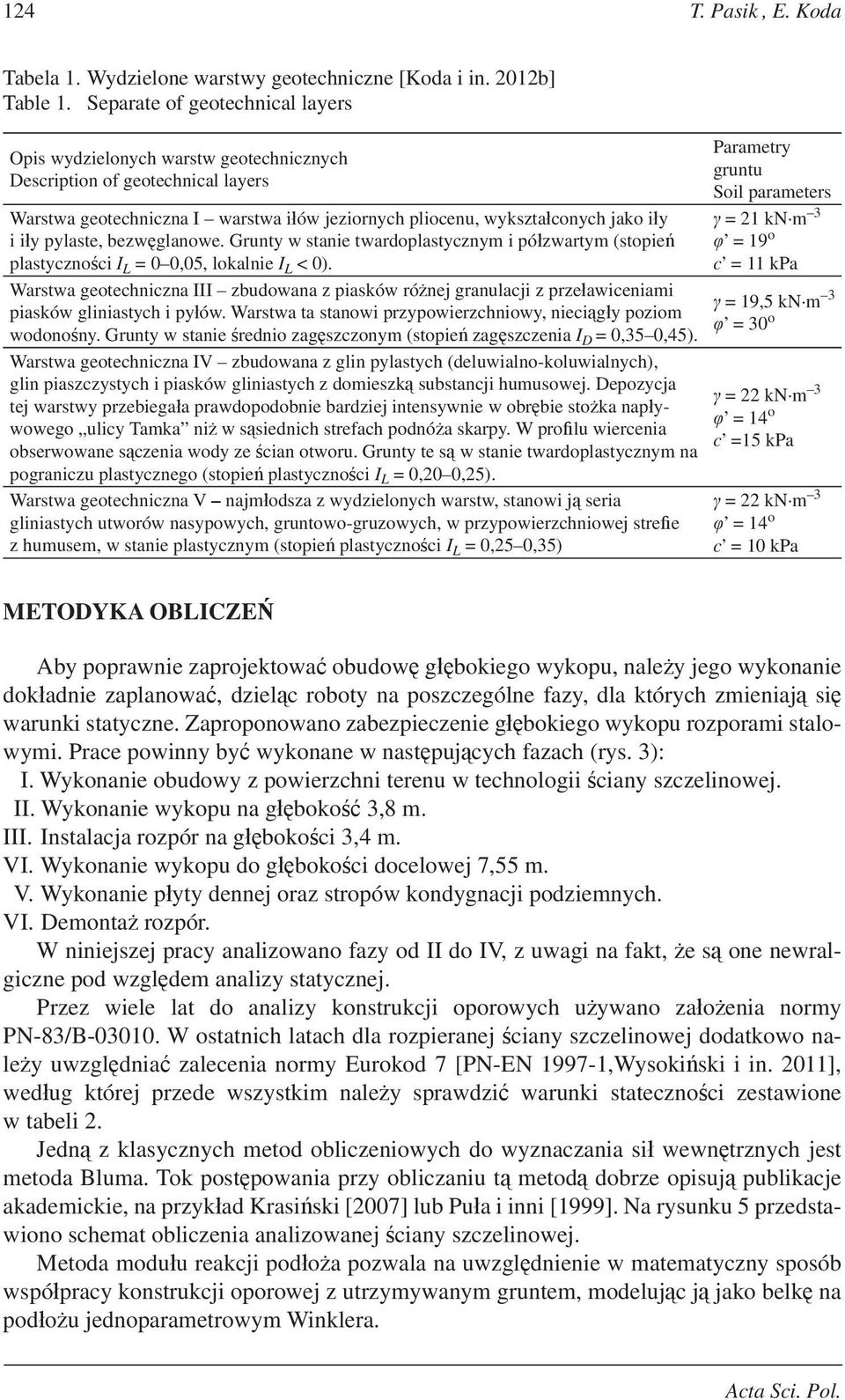 pylaste, bezwglanowe. Grunty w stanie twardoplastycznym i pózwartym (stopie plastycznoci I L = 0 0,05, lokalnie I L < 0).
