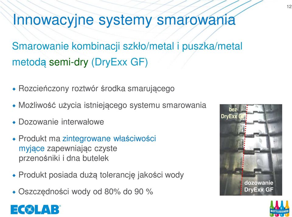 Dozowanie interwałowe bez DryExx GF Produkt ma zintegrowane właściwości myjące zapewniając czyste