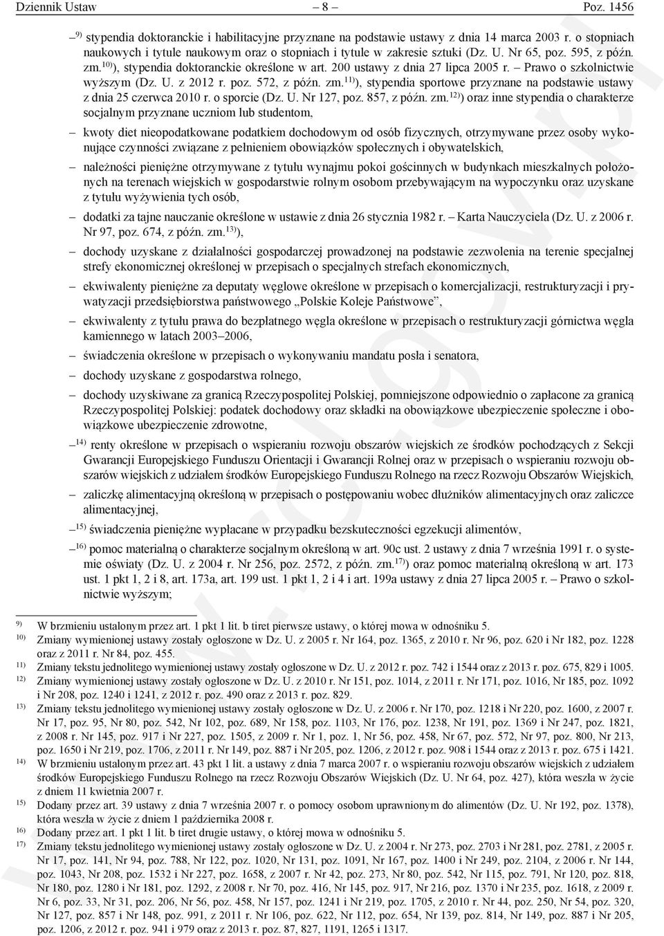 200 ustawy z dnia 27 lipca 2005 r. Prawo o szkolnictwie wyższym (Dz. U. z 2012 r. poz. 572, z późn. zm. 11) ), stypendia sportowe przyznane na podstawie ustawy z dnia 25 czerwca 2010 r. o sporcie (Dz.