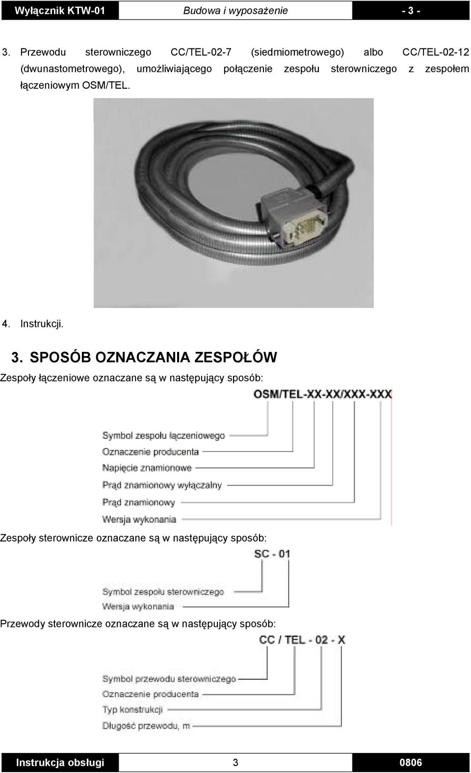 połączenie zespołu sterowniczego z zespołem łączeniowym OSM/TEL. 4. Instrukcji. 3.
