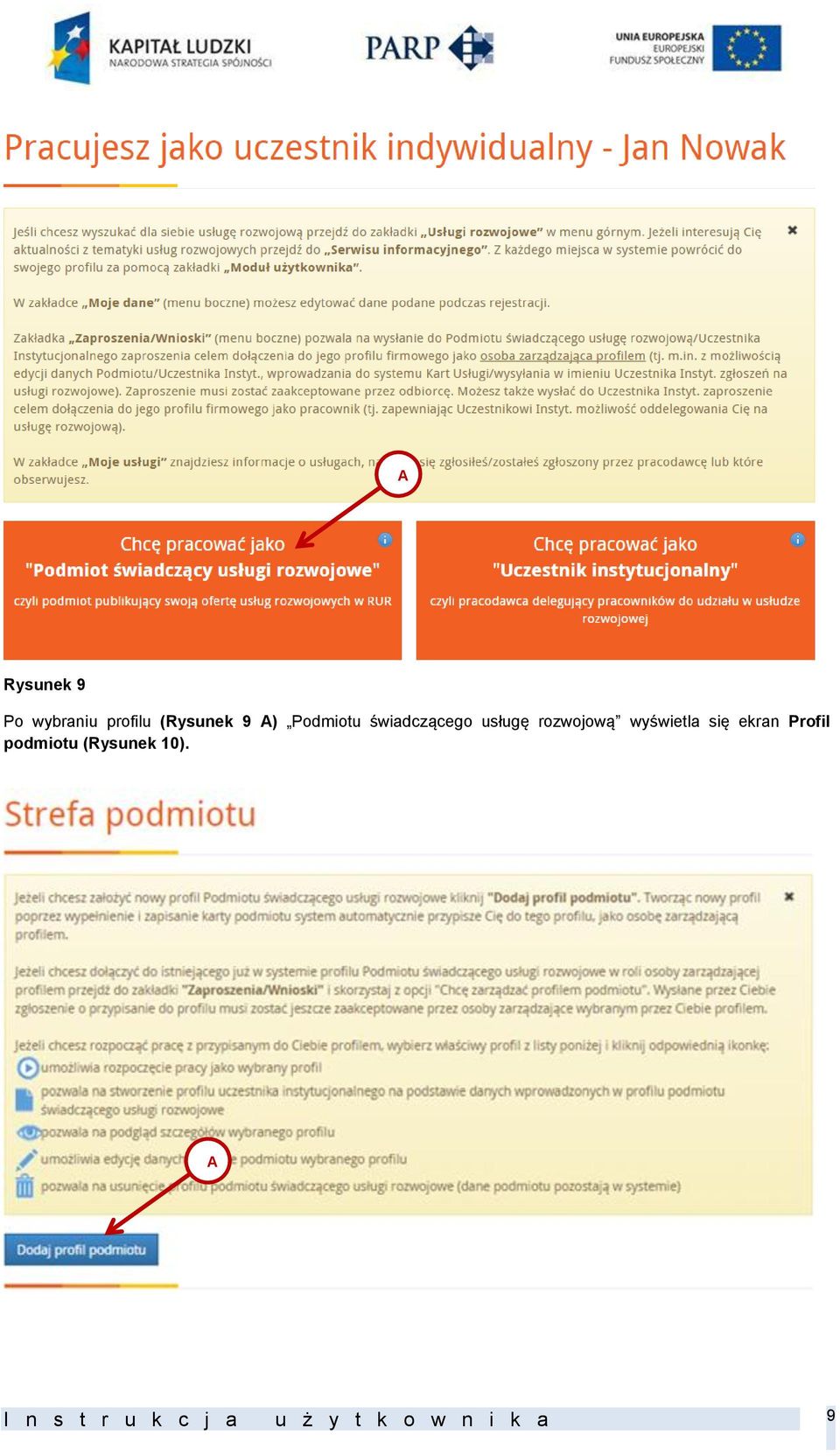 wyświetla się ekran Profil podmiotu