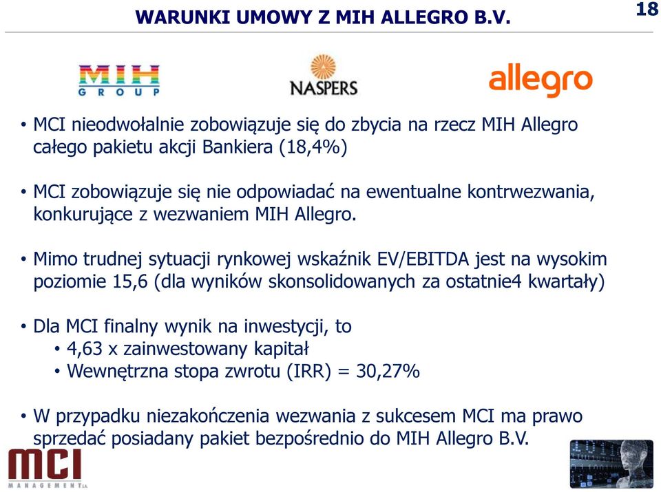 ewentualne kontrwezwania, konkurujące z wezwaniem MIH Allegro.
