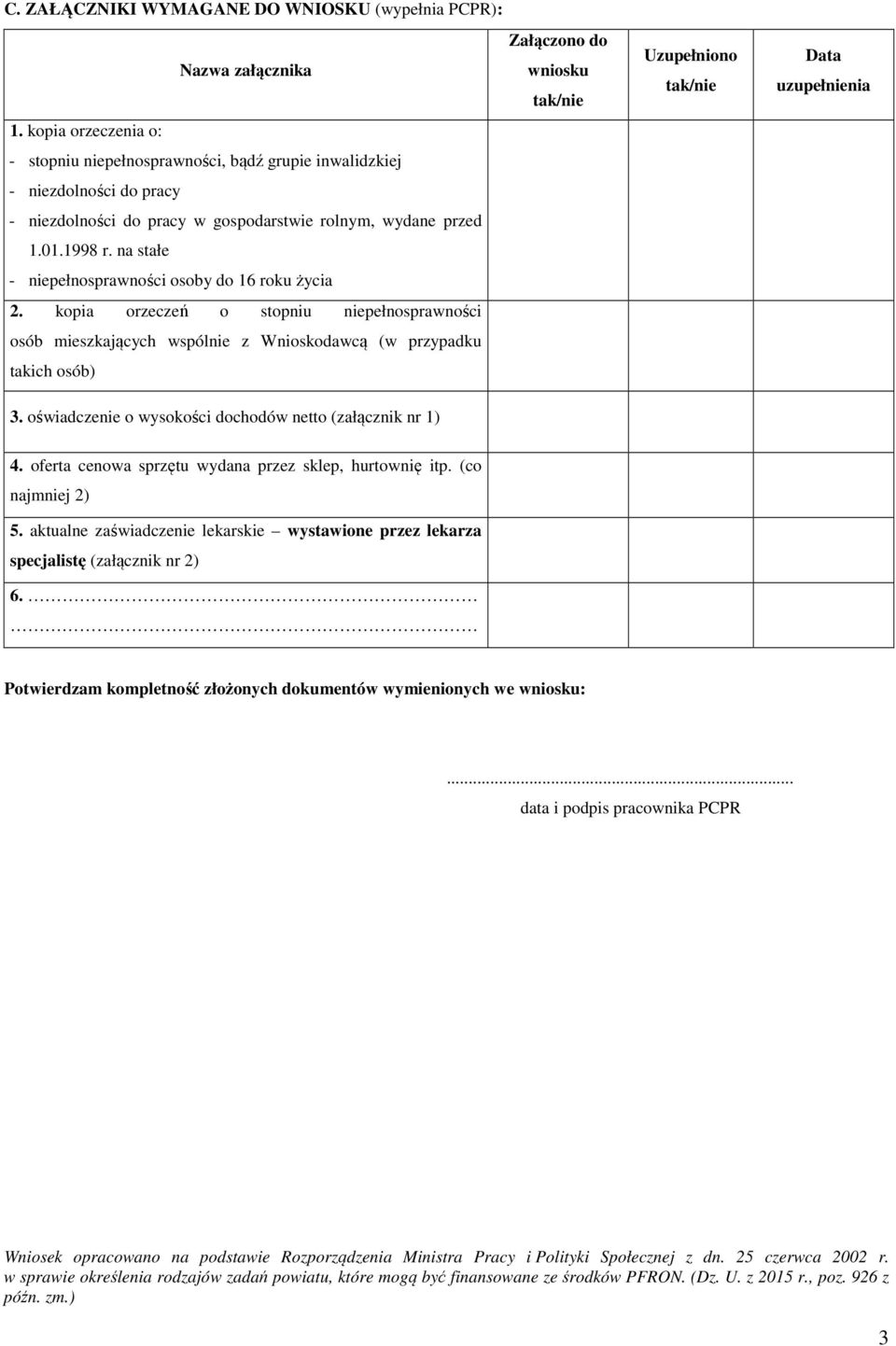 na stałe - niepełnosprawności osoby do 16 roku życia 2. kopia orzeczeń o stopniu niepełnosprawności osób mieszkających wspólnie z Wnioskodawcą (w przypadku takich osób) 3.