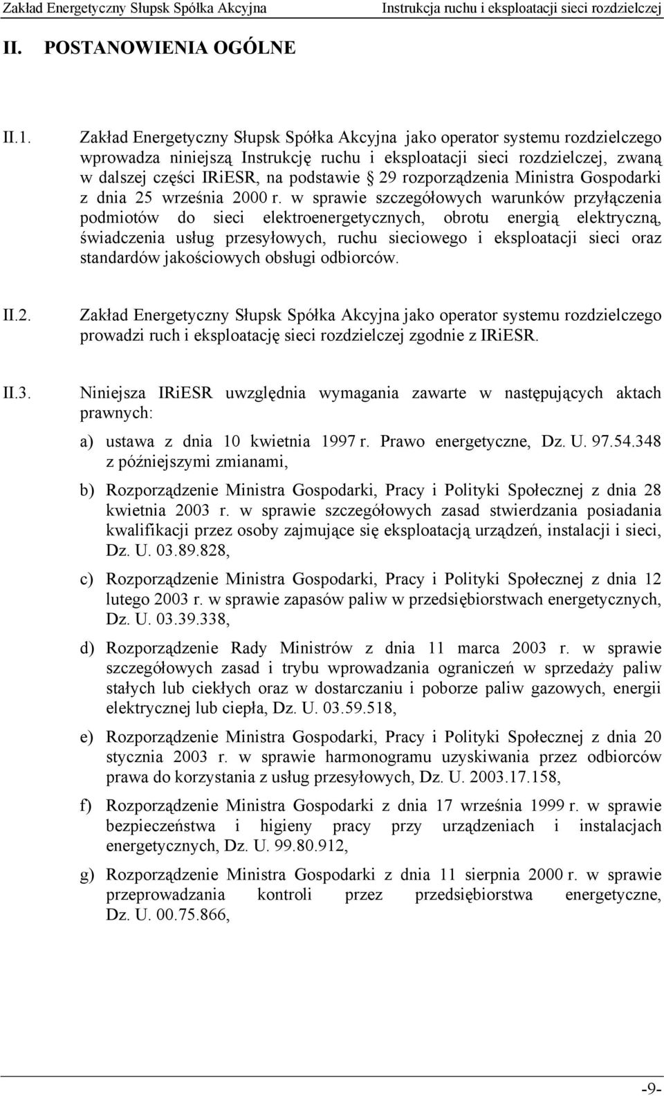 rozporządzenia Ministra Gospodarki z dnia 25 września 2000 r.